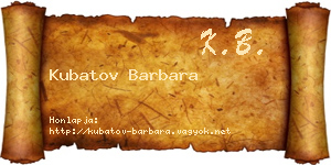 Kubatov Barbara névjegykártya